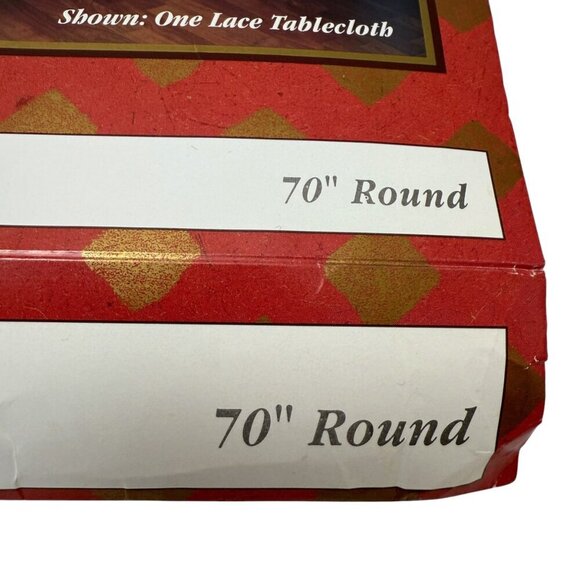 Holiday Quaker Lace Round Tablecloth 70" Round White Snowmen New Vintage - Picture 10 of 11